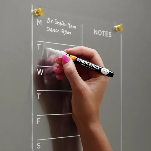 Miniatura 4 de Planificador semanal de acrílico magnético para refrigerador de 9 x 12 pulgadas, planificador de comidas y tablero de notas, organizador de plateado