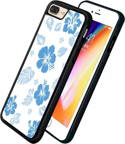 Miniatura 3 de Funda para iPhone 8 Plus y iPhone 7 Plus, linda funda Kawaii azul hibisco hawaiano floral estética floral para niñas preppy mujeres