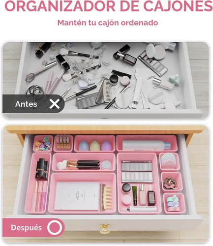 Miniatura 4 de BiuLeon - Juego de 25 organizadores de cajones de plástico, 4 tamaños, organizador de tocador y maquillaje, bandejas organizadoras para cajones