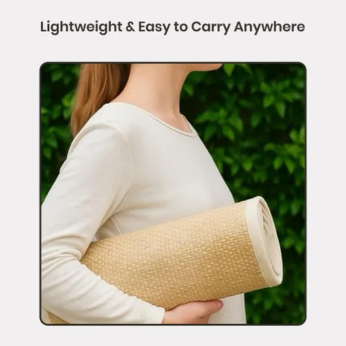 Miniatura 2 de LFH Home Handmade Straw Yoga Mat For Exercise, Workout, Fitness - Perfect Heavy Quality Eco Friendly Natural Straw Reversible Yoga Mat for Men &