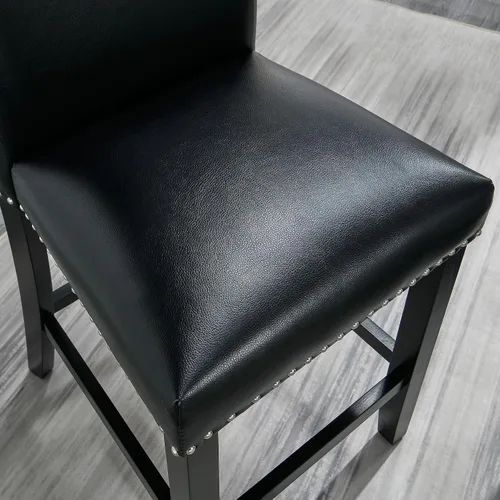 Miniatura 5 de LEEMTORIG Juego de 2 taburetes de bar, de piel sintética de 24 pulgadas de altura de mostrador, taburetes de bar tapizados sin brazos con respaldo