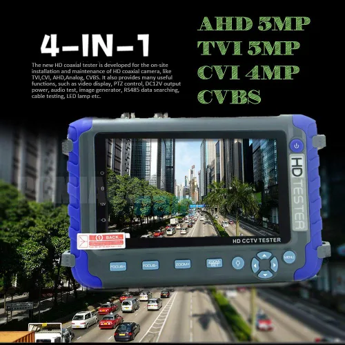 Miniatura 2 de Monitor de CCTV Monitor de muñeca de 5.0 pulgadas - Probador de cámara coaxial 4 en 1 para 8MP/5MP/1080P AHD/TVI/CVI/CVBS - Soporta prueba de video
