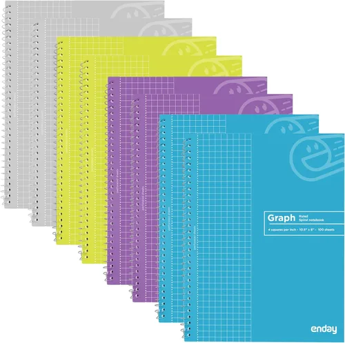 Miniatura 8 de Emraw Enday - Cuaderno de papel cuadriculado (paquete de 4), cuaderno de espiral de papel cuadriculado, cuaderno de gráficos, cuaderno de papel