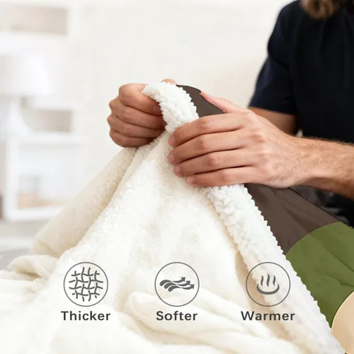 Miniatura 6 de Sleepwish Manta de forro polar de camuflaje verde para niños y niños, manta de sherpa de camuflaje marrón suave para sofá, silla, manta