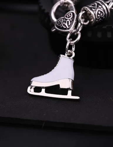 Miniatura 5 de My Shape Pulsera con dije de patinaje artístico de cristal turquesa 3D para niñas, joyería de moda, aleación
