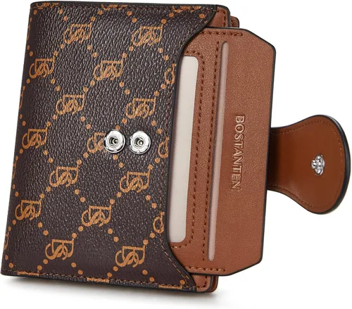 Miniatura 6 de BOSTANTEN - Billetera de cuero para mujer con bloqueo RFID, pequeña, con cremallera, de bolsillo, para tarjetas, con ventana para documento