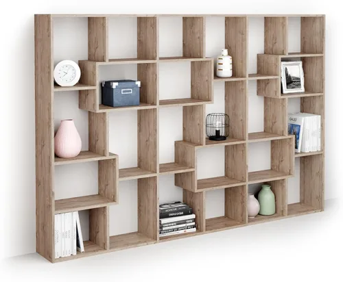 Miniatura 75 de Mobili Fiver, Iacopo XS Estantería con puertas de panel (63.31 x 31.5 pulgadas), color negro Ashwood, Made in Italy
