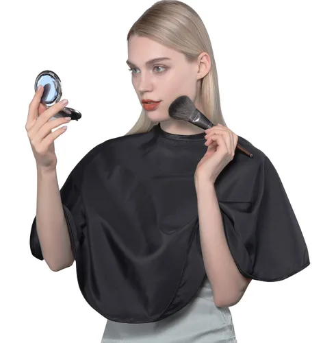 PERFEHAIR Peine de maquillaje corto cabo, maquillaje artista peluquería corte barbería delantal babero para clientes - negro