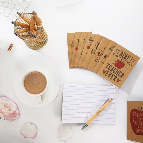 Miniatura 4 de Kosiz 60 piezas de regalos de agradecimiento para profesores de graduación a granel, cuadernos de papel kraft inspiradores de bambú, mini diario