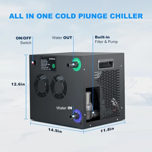 Miniatura 5 de AS ColdPlunge Enfriador de Agua para Baños de Hielo para Sumersión Fría, Enfriador de Sumersión Fría de 1/3 HP con Filtro Integrado y Bomba, Bomba