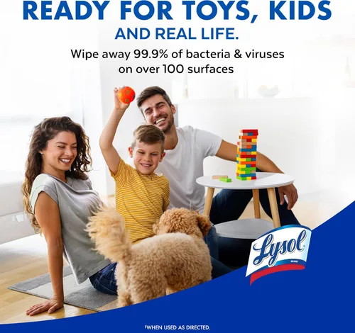 Miniatura 11 de Lysol Toallitas desinfectantes, esenciales para dormitorio, toallitas de limpieza antibacterianas multisuperficie, para desinfectar y limpiar, lino