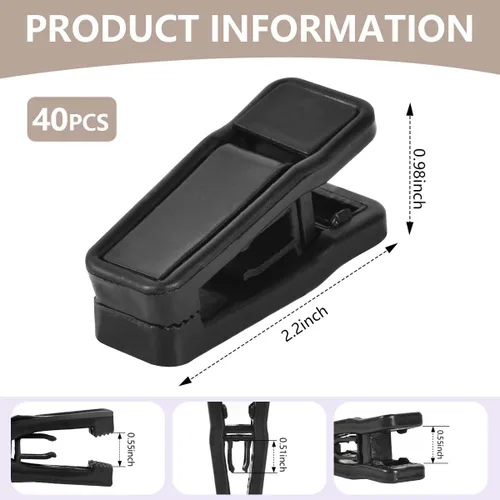 Miniatura 2 de KISEER Juego de 40 clips de plástico para colgar bebés de línea delgada para colgar ropa de terciopelo (negro)