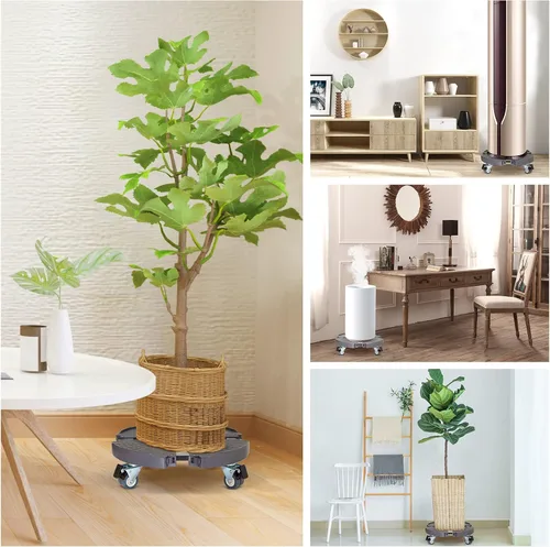 Miniatura 7 de Paquete de 2 soportes rodantes para plantas con ruedas, 15-21 pulgadas, ajustable, resistente, con ruedas para macetas de interior y exterior
