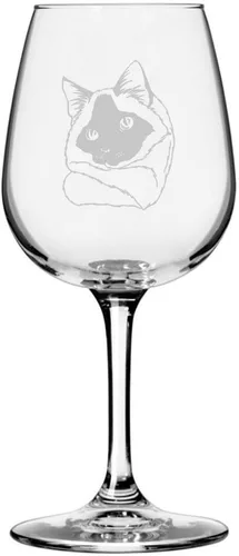 Miniatura 99 de Copa de vino de 12.75 onzas con temática de gato abisinio grabada para todo uso