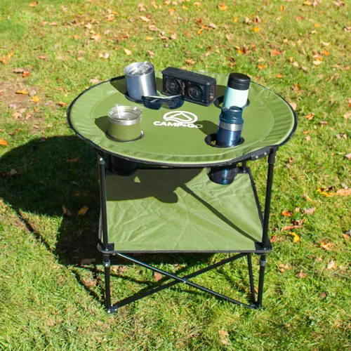Miniatura 10 de Camp & GO - Mesa redonda de tela ligera y portátil, plegable, de 28 pulgadas, color azul pizarra