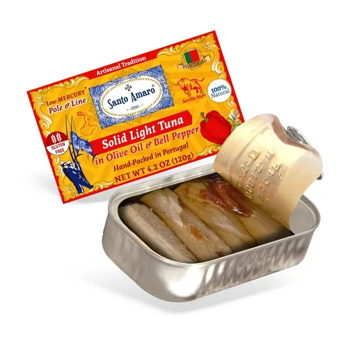 Miniatura 17 de Santo Amaro - Filetes artesanales de atún silvestre en aceite de oliva y orégano, atún capturado con caña y línea de Portugal, atún enlatado al