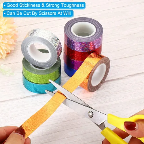 Miniatura 4 de PATIKIL Cinta brillante con purpurina de 0.591 in x 16.4 ft, paquete de 4 cintas adhesivas holográficas decorativas autoadhesivas para álbumes