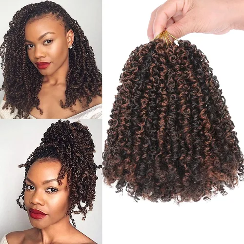 Miniatura 14 de Unionbeauty - Paquete de 8 trenzas de ganchillo Yanky Twist de 6 pulgadas, 8 paquetes, color negro natural, micro Passion Twist, extensiones