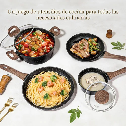 Miniatura 7 de EWFEN Juego de 25 piezas de ollas y sartenes, juego de utensilios de cocina de cerámica antiadherente, saludables, no tóxicos, de gran capacidad