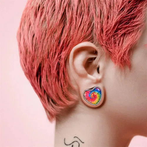 Miniatura 5 de 2 medidores de oreja de acero inoxidable con forma de corazón para orejas