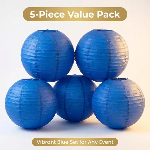 Miniatura 7 de Balagan Linternas de papel japonesas chinas de 16 pulgadas 5 paquetes (azul, 16 pulgadas) BLG-220503 0