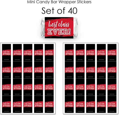 Miniatura 3 de Big Dot of Happiness Reunited Red – Mini pegatinas de barra de caramelo – Regalos pequeños para fiesta de reunión de clase escolar, 40