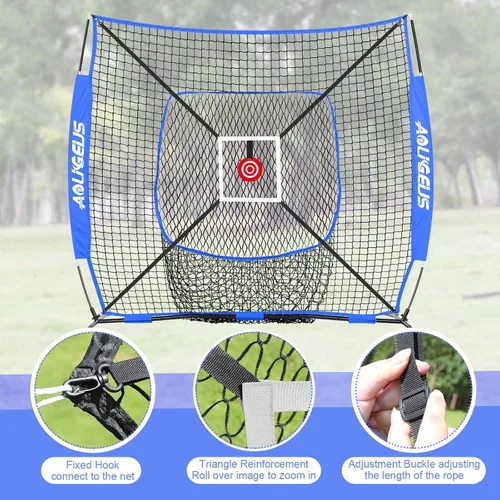 Miniatura 6 de 6'X6' Baseball Softball Practice Net,Pitching Net,Batting Net,with Bonus Strike Zone,Target and Bow Frame,for Hitting,Pitching,Catching