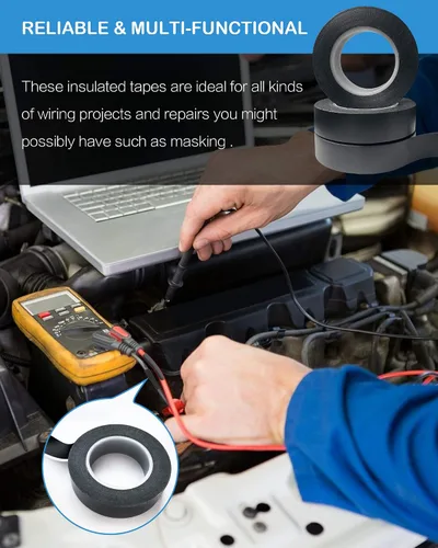 Miniatura 5 de Wapodeai 3 cintas eléctricas, cinta eléctrica negra de alta calidad, ignífuga para interiores y exteriores, resistente a altas temperaturas, 0.62