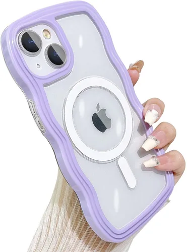 Miniatura 19 de Yeddabox Magsafe - Funda compatible con iPhone 13, diseño de ondas, lindo marco de colores de caramelo con ondas de agua, a prueba de golpes