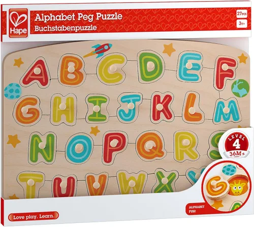Miniatura 2 de Hape Juego de rompecabezas de clavijas del alfabeto, multicolor, 5 x 2 pulgadas