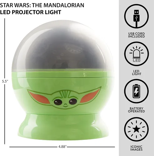 Miniatura 2 de Star Wars The Mandalorian con proyección LED giratoria Grogu Lámpara para niños y luz nocturna