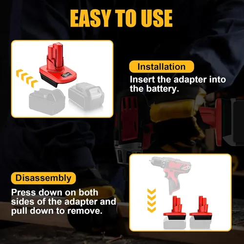 Miniatura 6 de EID Convertidor adaptador de batería para DeWalt 20V y para Milwaukee 18V M18 batería a alimentación para herramientas inalámbricas Milwaukee M12 12V