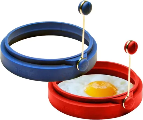 ABAM - Anillo profesional de silicona para huevos de 4 pulgadas, molde para panqueques para sándwiches de desayuno, tortillas y más, anillo de molde