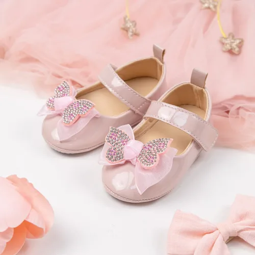 Miniatura 4 de Zapatos planos Mary Jane para bebés y niñas, suela de goma antideslizante con Bownot para primeros pasos, zapatos de vestir de boda de princesa