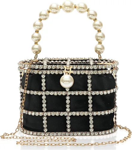 Miniatura 7 de CARIEDO Bolso de Noche para Mujer, Bolso de Mano con Perlas y Diamantes de Imitación para Boda, Baile de Graduación, Cumpleaños, Fiesta, Accesorios