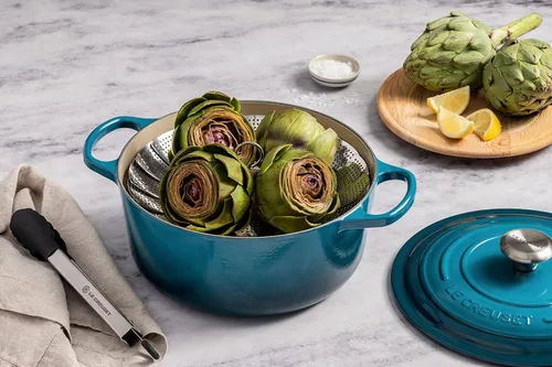 Miniatura 3 de Le Creuset Horno holandés redondo de hierro fundido esmaltado, 4.5 cuartos de galón, verde azulado profundo