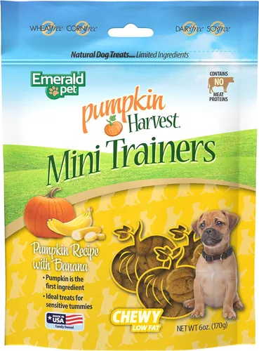 Miniatura 9 de Emerald Pet Pumpkin Harvest Mini Trainers - Golosinas para perros, sabor a calabaza, 6 onzas, golosinas masticables suaves y bajas en grasa