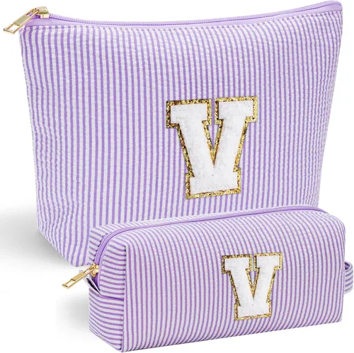 Miniatura 111 de YOOLIFE Regalos del Día de la Madre para mujeres, bolsa de maquillaje con inicial, bolsa de cosméticos, bolsa de maquillaje de viaje, regalos Rosado