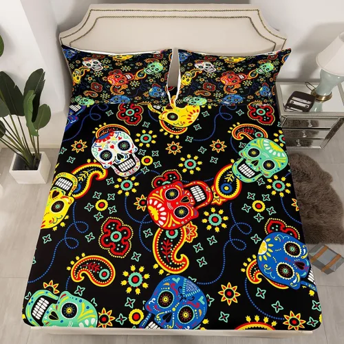 Miniatura 15 de Erosebridal Southwestern - Sábanas de cama bohemias aztecas, tamaño individual, sábanas hippie de cachemira, ropa de cama de estilo exótico, funda
