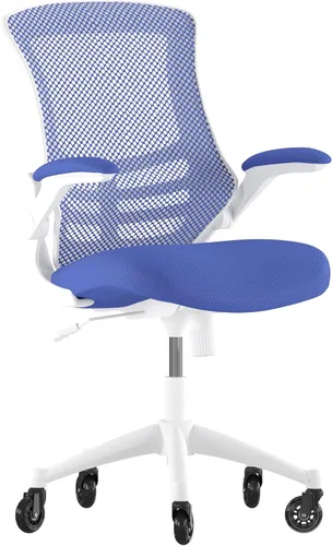 Miniatura 13 de Flash Furniture Kelista Silla de oficina ergonómica giratoria de malla negra con brazos abatibles y ruedas transparentes