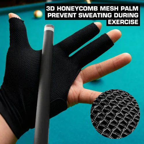 Miniatura 5 de Banly Guantes de billar para billar que se adaptan a la mano izquierda, 3 dedos, guante deportivo de billar pequeño, para jugadores de billar