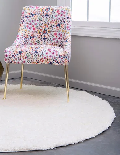Miniatura 4 de Unique Loom - Alfombra de área de la colección Solid Shag (124 cm de diámetro, blanco nieve)