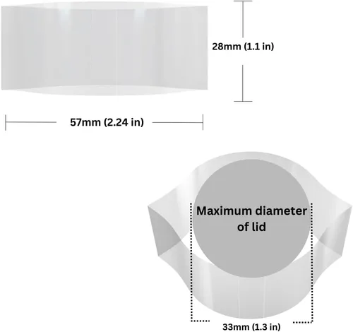 Banda retráctil perforada transparente impresa de 2.244 x 1.102 in para botellas, frascos pequeños y recipientes [diámetro de la tapa: 1 1/3"]
