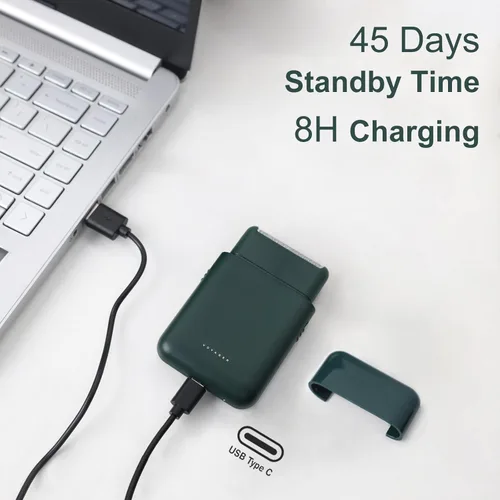 Miniatura 6 de Maquinilla de afeitar eléctrica para hombres, mini afeitadoras eléctricas de aluminio con recortador de barba, afeitadora inalámbrica en seco