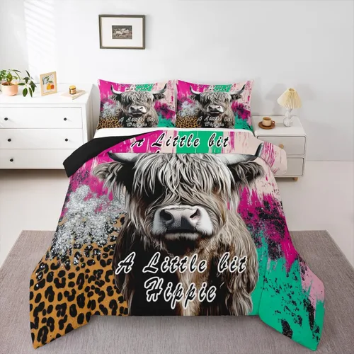 Miniatura 15 de Erosebridal Juego de ropa de cama de guepardo con rosa roja, juego de edredón con estampado de leopardo y gato, edredón romántico de plumón, Multi 03