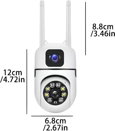 Miniatura 8 de Cámara de seguridad para el hogar, lente dual de cámara al aire libre, detección humana WiFi, visión nocturna HD, conversación de 2 vías, cámara