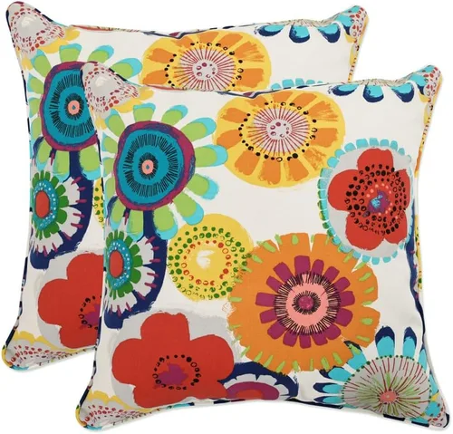 Miniatura 44 de Pillow Perfect - Cojines decorativos florales brillantes para interiores/exteriores, 2 unidades, lumbar - 11.5 x 18.5 pulgadas, verde/rojo Zoe