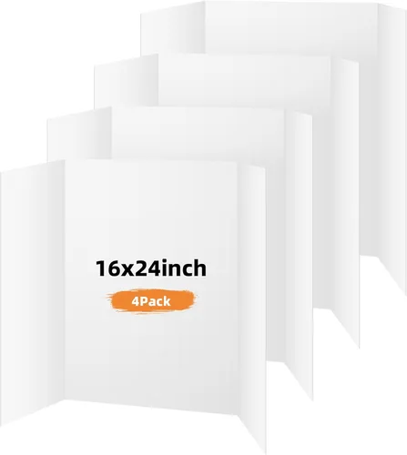 Miniatura 10 de Paquete de 4 tableros trípticos para póster, tablero de presentación blanco de 36x48 pulgadas, tablero de exhibición portátil para feria