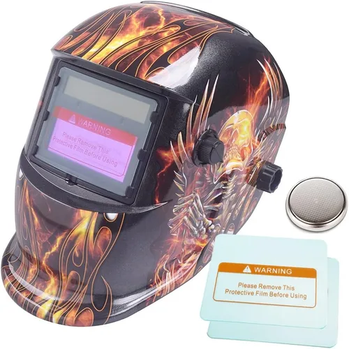 Miniatura 9 de iMeshbean Casco de soldadura de oscurecimiento automático Máscara de capucha accionada solar con lente adicional ANSI aprobado por el ANSI, diseño