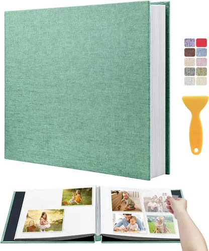 Miniatura 50 de Álbum autoadhesivo para fotos de 4 x 6 pulgadas, álbum de recortes con cubierta de lino magnética, 30 páginas adhesivas en blanco, para familiares
